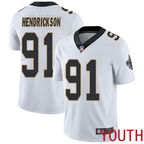 New Orleans Saints Limited White Youth Trey Hendrickson Road Jersey NFL Football #91 Vapor Untouchable Jersey->youth nfl jersey->Youth Jersey